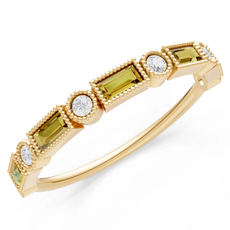 Dainty Alternating Gemstone Band - Baguette & Round