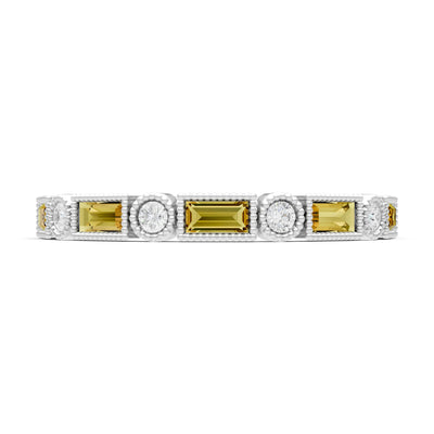 Dainty Alternating Gemstone Band - Baguette & Round