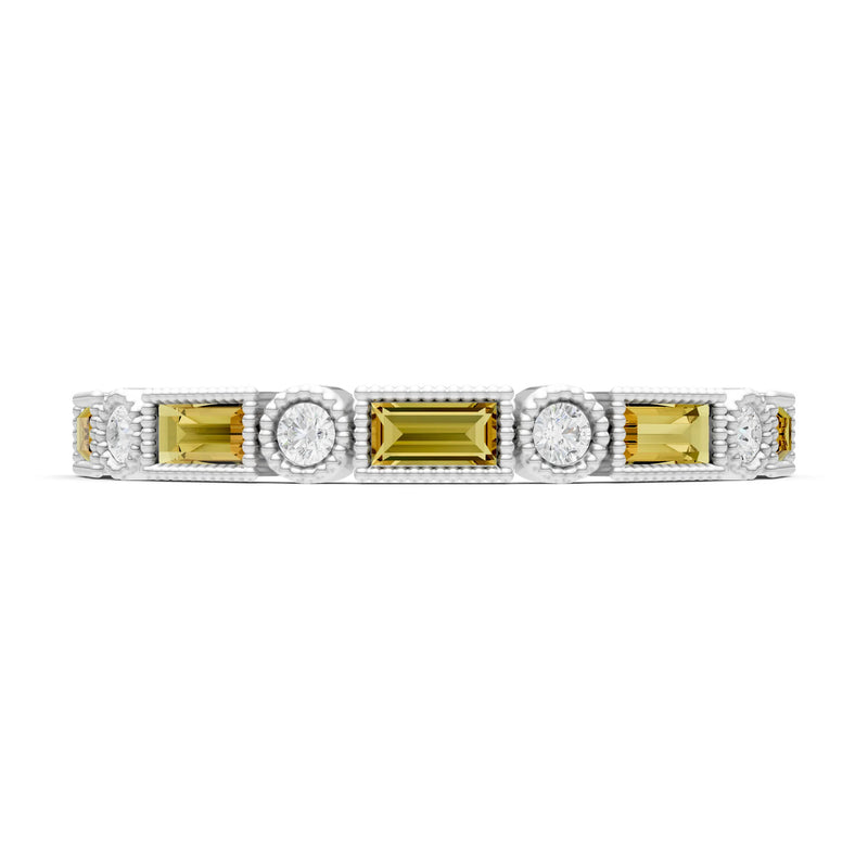 Dainty Alternating Gemstone Band - Baguette & Round
