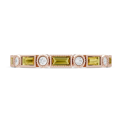 Dainty Alternating Gemstone Band - Baguette & Round