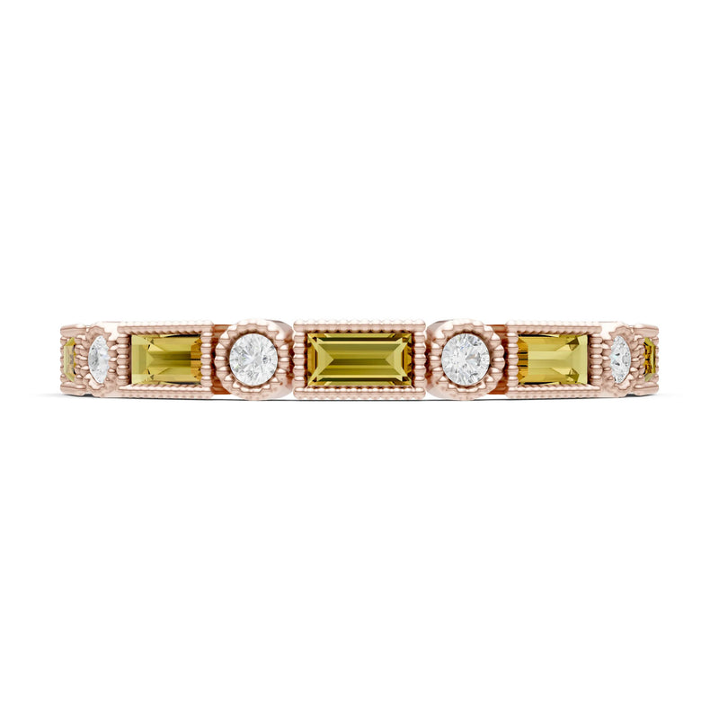 Dainty Alternating Gemstone Band - Baguette & Round