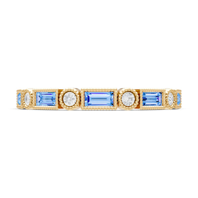 Dainty Alternating Gemstone Band - Baguette & Round