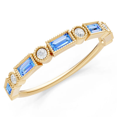 Dainty Alternating Gemstone Band - Baguette & Round