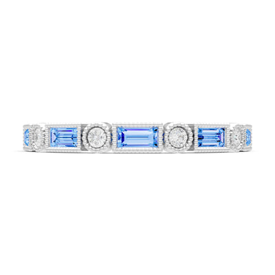 Dainty Alternating Gemstone Band - Baguette & Round