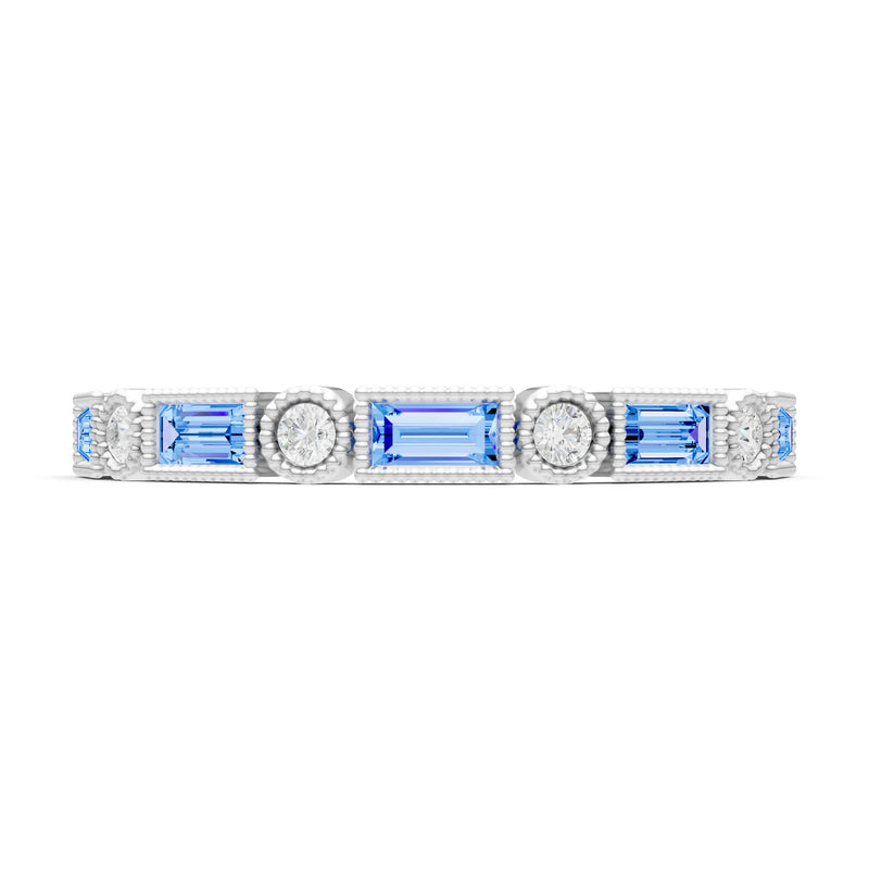 Dainty Alternating Gemstone Band - Baguette & Round