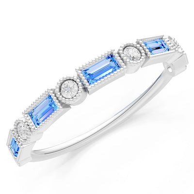 Dainty Alternating Gemstone Band - Baguette & Round
