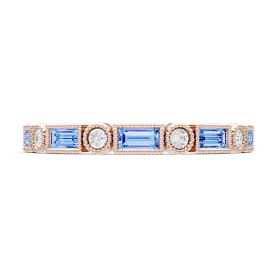 Dainty Alternating Gemstone Band - Baguette & Round