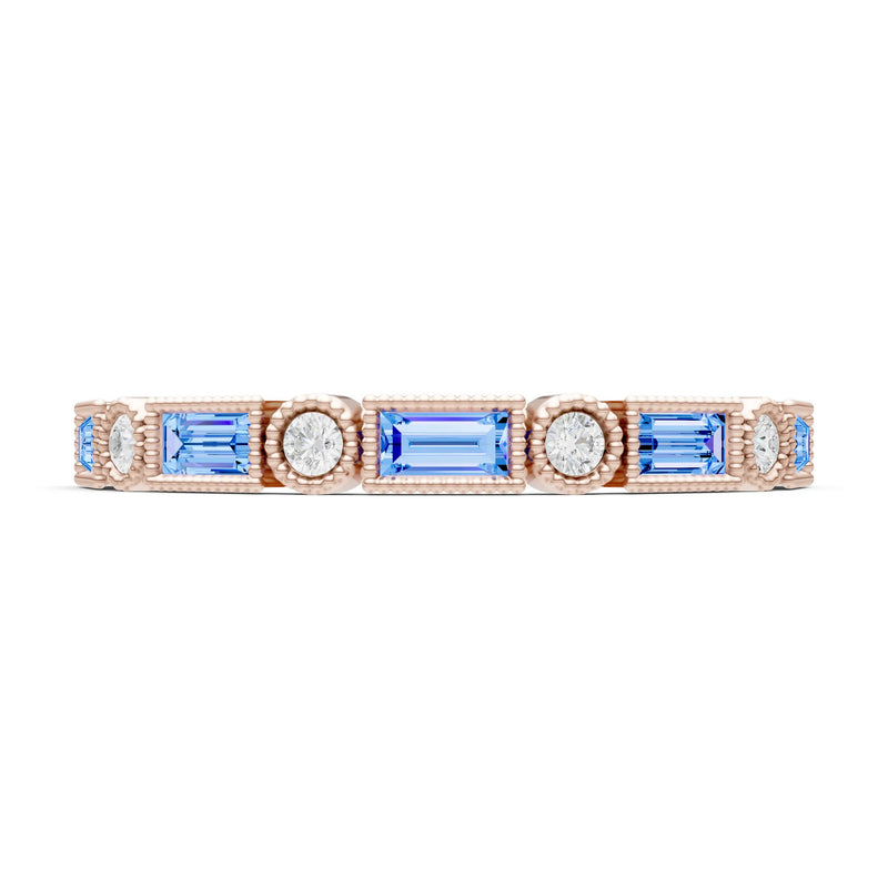 Dainty Alternating Gemstone Band - Baguette & Round