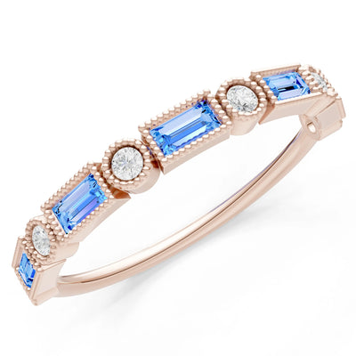Dainty Alternating Gemstone Band - Baguette & Round