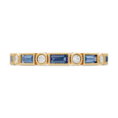 Dainty Alternating Gemstone Band - Baguette & Round