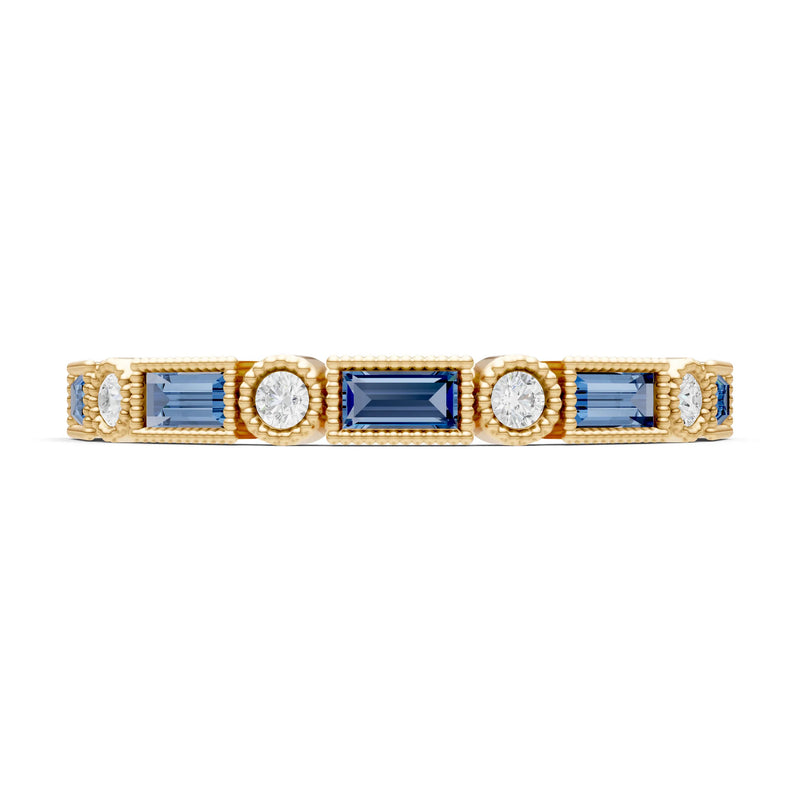 Dainty Alternating Gemstone Band - Baguette & Round