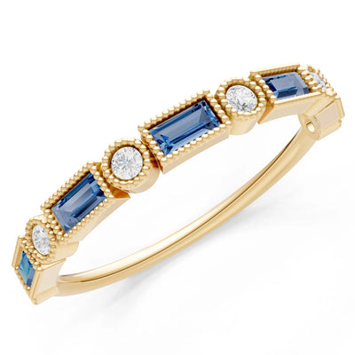 Dainty Alternating Gemstone Band - Baguette & Round