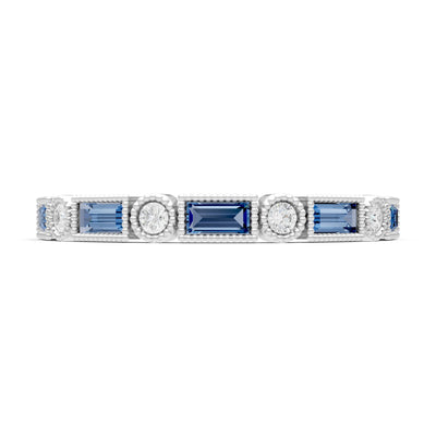 Dainty Alternating Gemstone Band - Baguette & Round