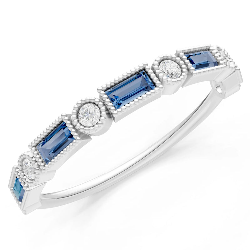 Dainty Alternating Gemstone Band - Baguette & Round