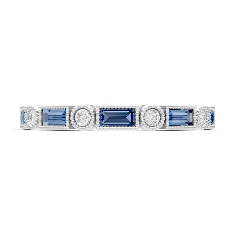 London Blue Topaz Dainty Alternating Gemstone Band - Baguette & Round