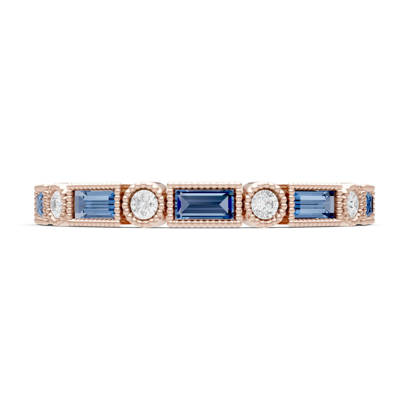 Dainty Alternating Gemstone Band - Baguette & Round