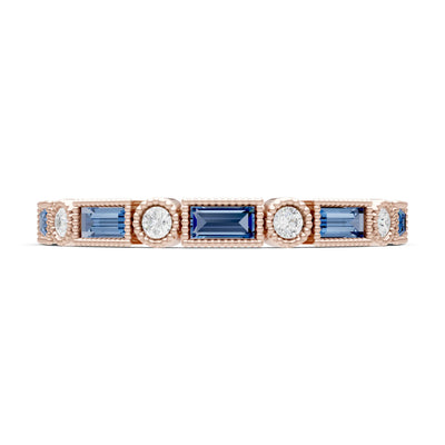 London Blue Topaz Dainty Alternating Gemstone Band - Baguette & Round