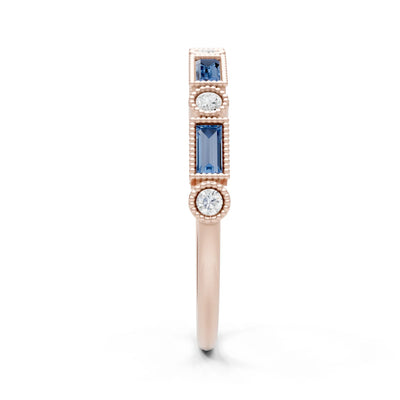 Dainty Alternating Gemstone Band - Baguette & Round