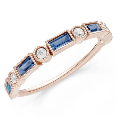 Dainty Alternating Gemstone Band - Baguette & Round