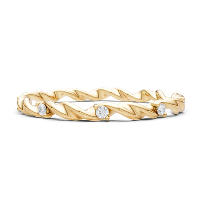Dainty Rope Twist Gemstone Band – Round