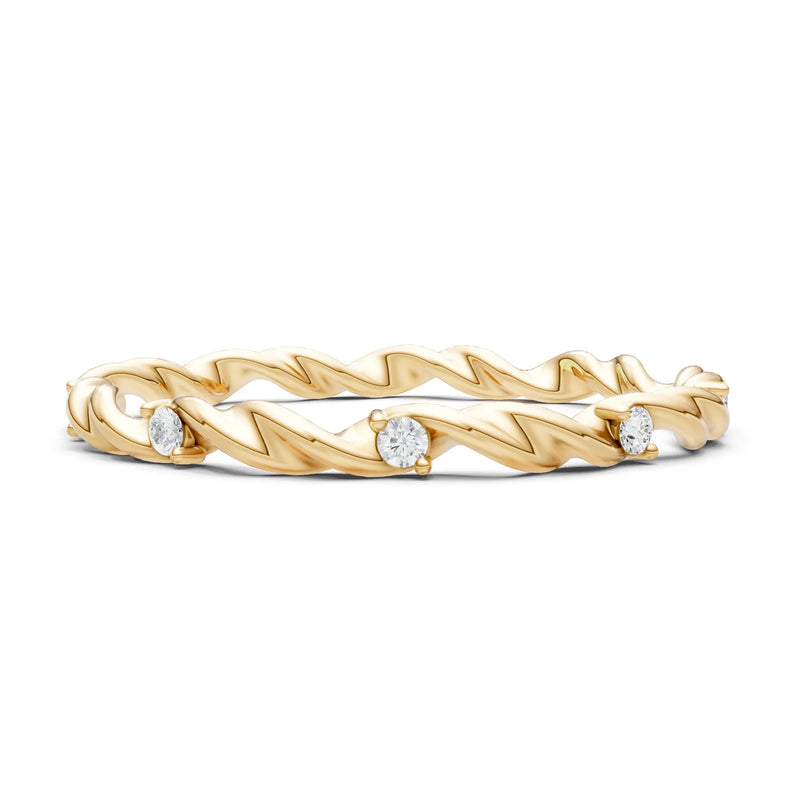 Dainty Rope Twist Gemstone Band – Round