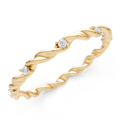 Dainty Rope Twist Gemstone Band – Round