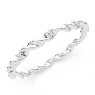 Dainty Rope Twist Gemstone Band – Round