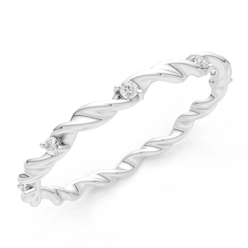 Dainty Rope Twist Gemstone Band – Round