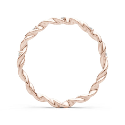 Dainty Rope Twist Gemstone Band – Round