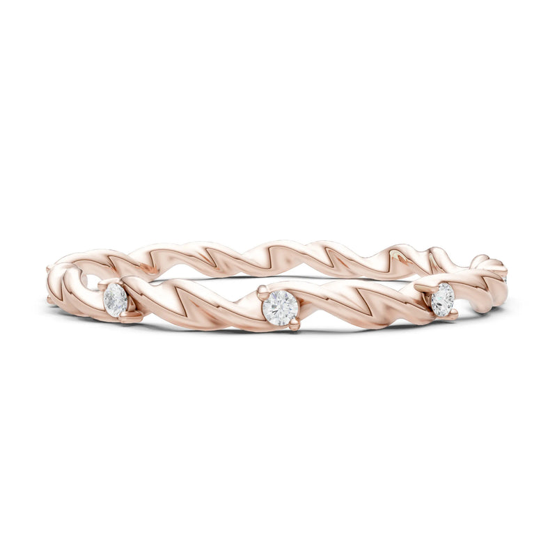 Dainty Rope Twist Gemstone Band – Round