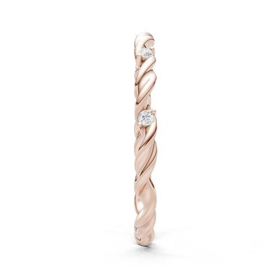 Dainty Rope Twist Gemstone Band – Round