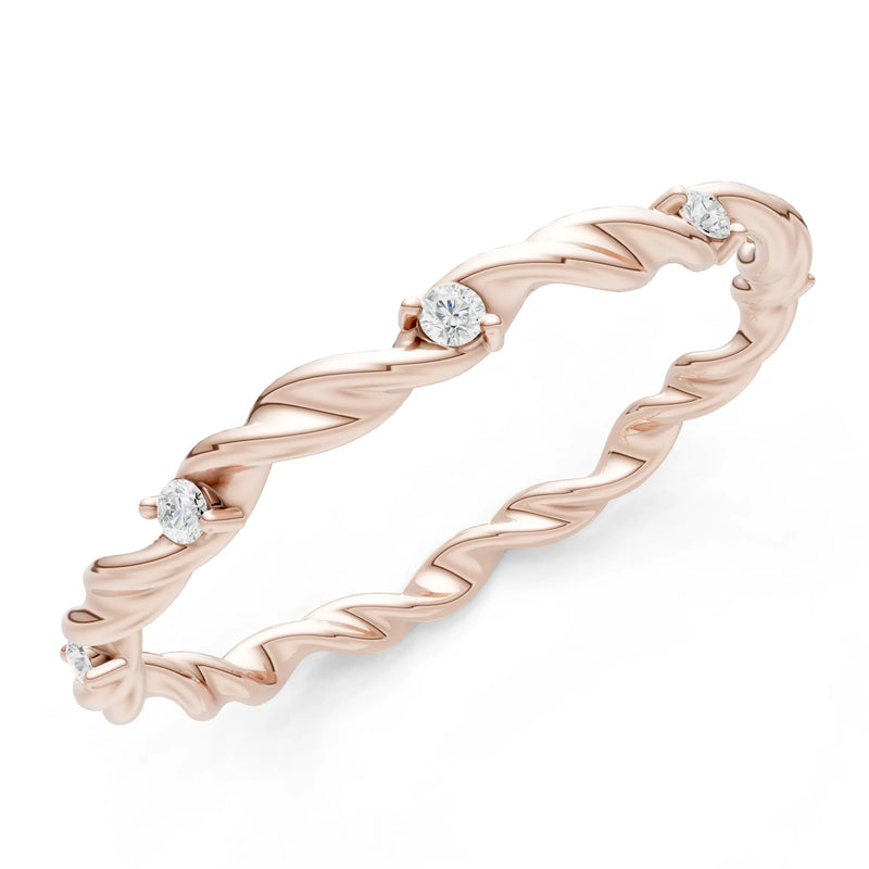 Dainty Rope Twist Gemstone Band – Round