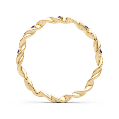 Amethyst Dainty Rope Twist Gemstone Band