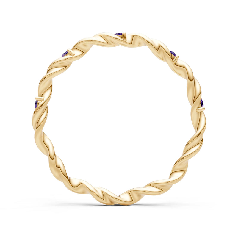 Amethyst Dainty Rope Twist Gemstone Band