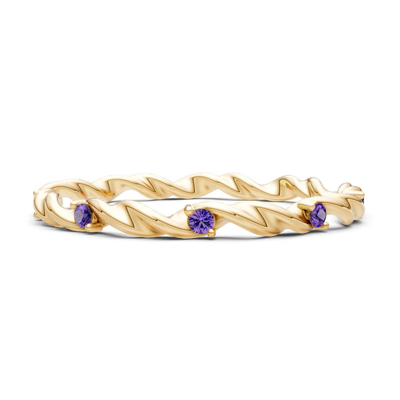 Amethyst Dainty Rope Twist Gemstone Band