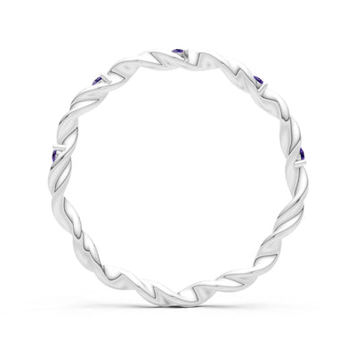 Amethyst Dainty Rope Twist Gemstone Band