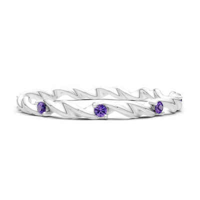 Amethyst Dainty Rope Twist Gemstone Band