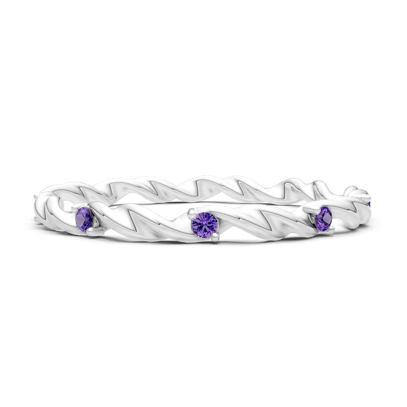 Amethyst Dainty Rope Twist Gemstone Band