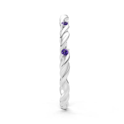Amethyst Dainty Rope Twist Gemstone Band