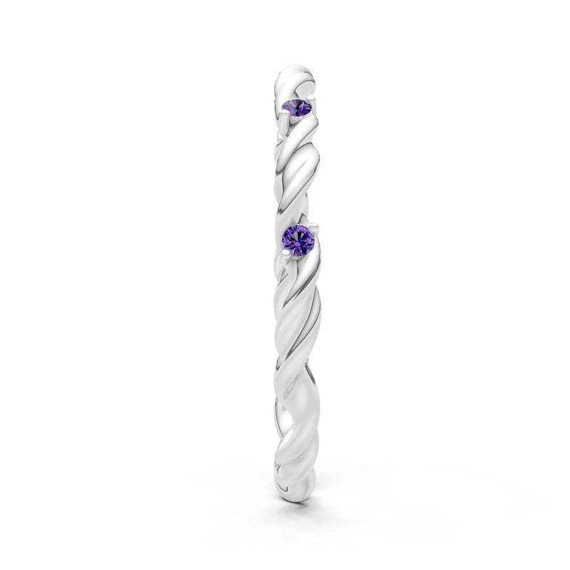 Amethyst Dainty Rope Twist Gemstone Band