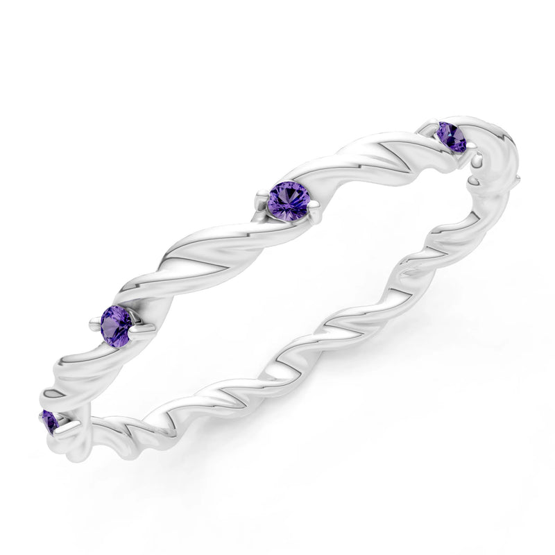Amethyst Dainty Rope Twist Gemstone Band