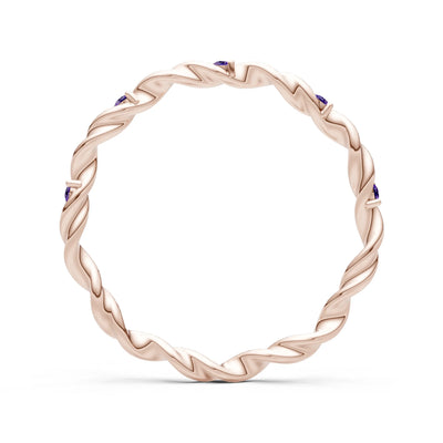 Amethyst Dainty Rope Twist Gemstone Band