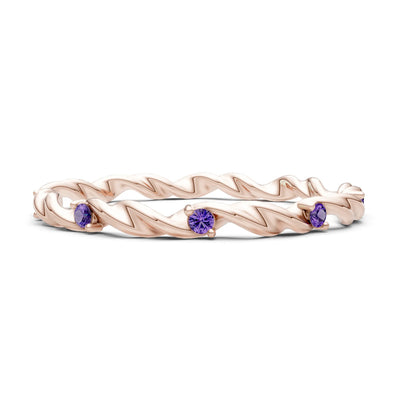 Dainty Rope Twist Gemstone Band – Round