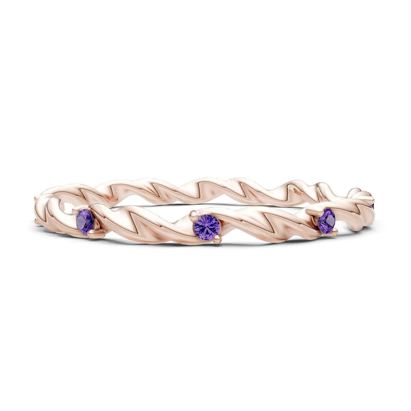 Dainty Rope Twist Gemstone Band – Round