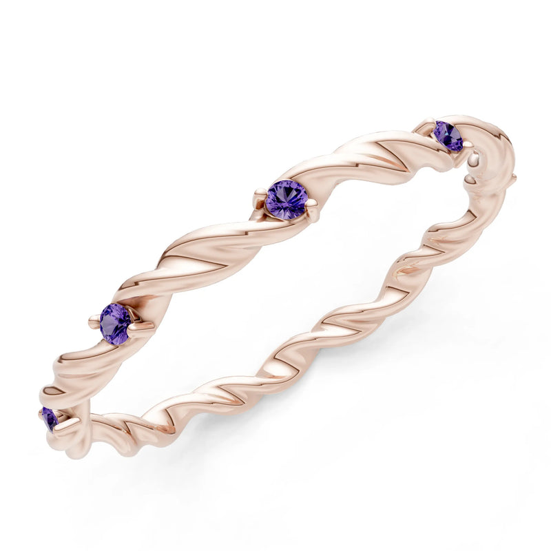Amethyst Dainty Rope Twist Gemstone Band