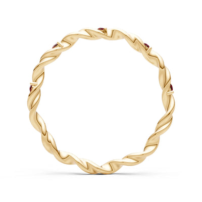 Dainty Rope Twist Gemstone Band – Round