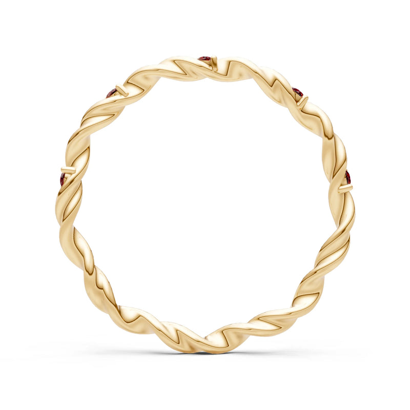 Dainty Rope Twist Gemstone Band – Round