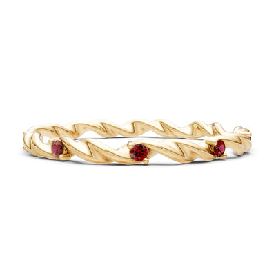 Dainty Rope Twist Gemstone Band – Round