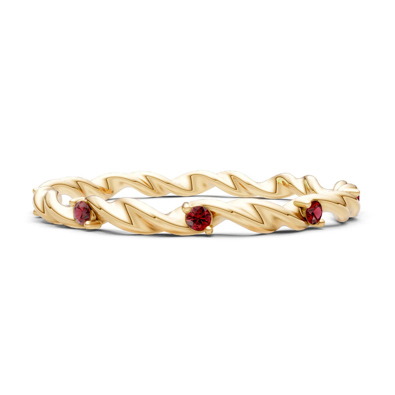 Dainty Rope Twist Gemstone Band – Round