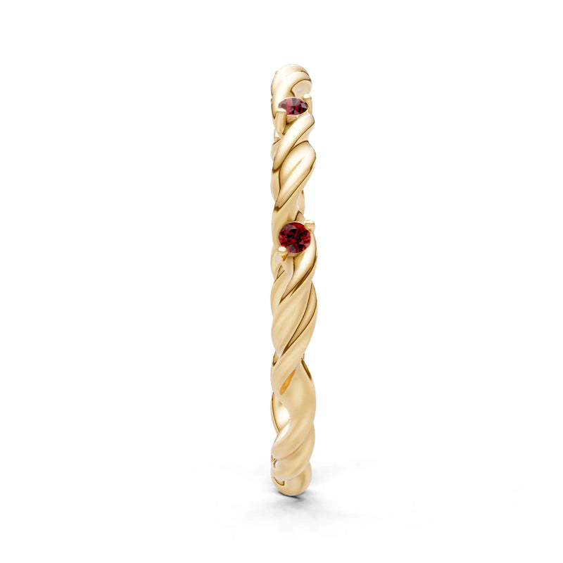 Dainty Rope Twist Gemstone Band – Round